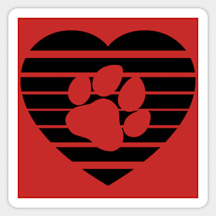 Dog Paw Heart Valentine - Black Sticker